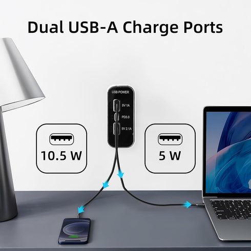 3 Ports 12V RV USB Outlet, PD3.0 USB C & Dual USB A Car Charger Socket Panel Wall Mount with Screws, Automotive USB Power Outlet Fast Charger Adap...