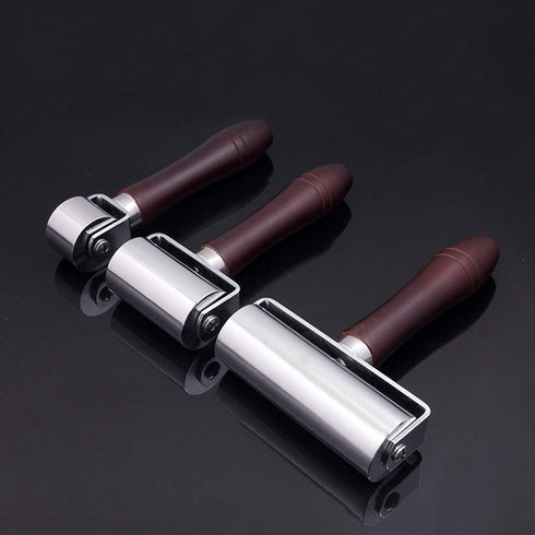 Leather Roller Platen Tool Leather Press Edge Roller Creaser Smoother Leather Glue Laminating Roller Iron Roll Wooden Handle for Craft DIY (26mm)...