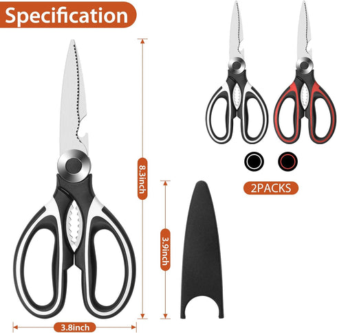Kitchen Scissors,Heavy duty Food scissors,Multipurpose Stainless Steel Food Scissors for Poultry,Fish, Meat, Vegetables Herbs, Bones, Dishwasher S...
