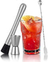 Muddler for Cocktails, 10'' Cocktail Muddler for Cocktails with Cocktail Spoon Long Handle and Jigger 0.5/1 OZ, Bar Accessories Tools for Mojitos ...