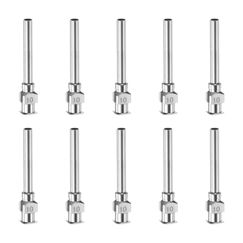 10pcs 10Gauge Stainless Steel Dispensing Needles, 1" All Metal Glue Needle Tube Blunt Tips Luer Lock for Thick Liquids, Ink, Glue, Lab Use...