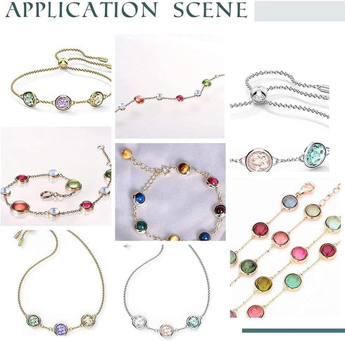 UNICRAFTALE 40pcs 10 Colors 1.5mm Hole 304 Stainless Steel Rhinestone Links Connectors Flat Round Birthstone Links Charm Glass Connector Charms Dr...