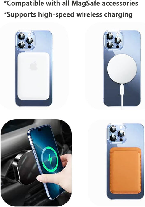 Magnetic Case for iPhone 15 Pro Max Case Clear Compatible with MagSafe Built-in Camera Lens Protector Soft Slim Shockproof Phone Case Cover for iP...