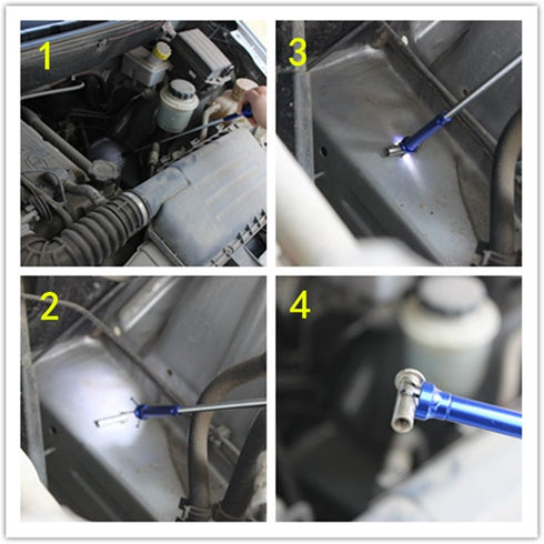 Telescoping inspection mirror with LED lights?Flexible Claw Grabber Tool Magnetic 4 Claw Picker. Combination tool set. Easy to extendable observe ...