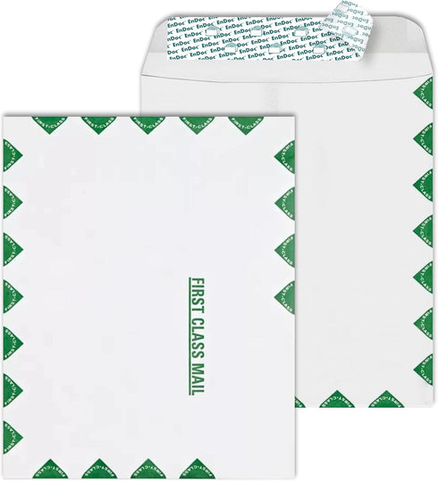 EnDoc 10x13 Tyvek First Class Mailer Envelopes - 15 Count - Open-ended Catalog Mailing Envelopes with Peel and Seal Closure, White with first clas...