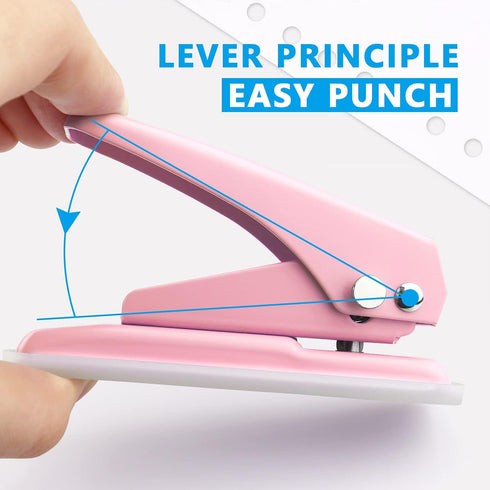 Single Hole Puncher Handheld 1/4 Inches Hole Punch, 20 Sheet Paper Punch Capacity Metal Hole Puncher with Skid-Resistant Base for Paper, Chipboard...