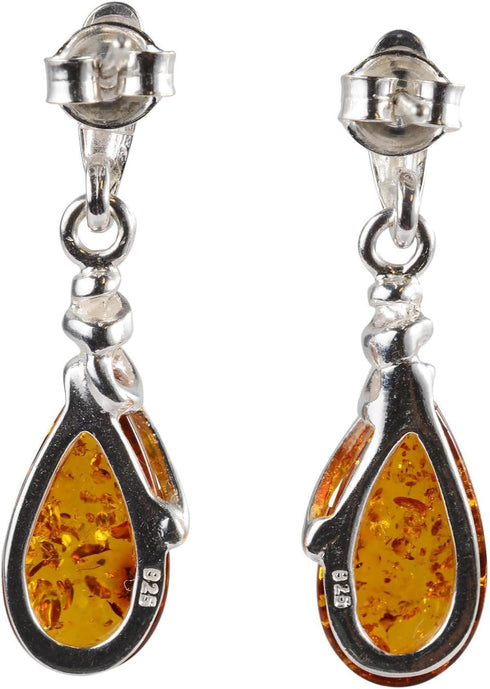 Amber Earrings - 925 Baltic Honey Amber Dangling Earrings "Eleanor" - GIA Certified - Gemstone Dangle Earrings - Sterling Silver Jewelry Collectio...