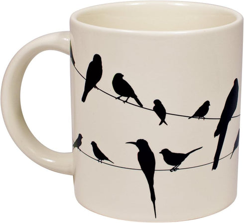 The Unemployed Philosophers Guild Birds on a Wire Heat Changing Mug - Add Coffee and Colorful Birds Appear, Comes in a Fun Box...