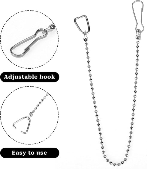 Toilet Flapper Chain 9.8inch,3PCS Stainless Steel Universal Toilet Bowl Chain Replacement With Hook and Ring Toilet Handle Beaded Chain for Most T...