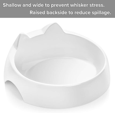 CatGuru Whisker Stress Free Cat Water Bowl, Reliefs Whisker Fatigue, Wide Cat Dish, Non Slip Cat Feeding Bowls, Shallow Cat Food Water Bowls, Non ...