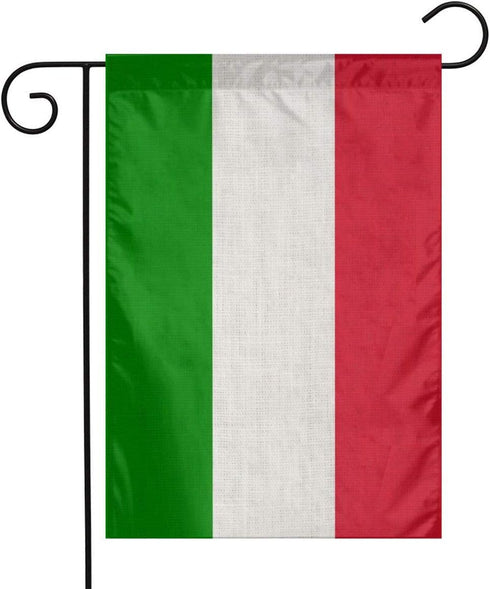 Italian Italy Flag Flax Nylon Burlap Linen Fabric Garden Flag Farmhouse Decorations Mailbox Decor Welcome Sign 12x18 Inch Small Mini Size Double S...