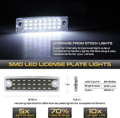 VIPMOTOZ Full LED License Plate Light For Toyota 4Runner Sequoia, 6000K Diamond White, 2-Pieces Tag Lamp Assembly Replacement...