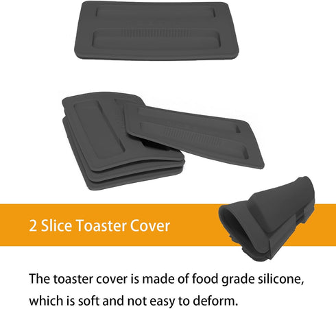 2 Pack Toaster Cover 2 Slice Toaster Cover Silicone Toaster Lid Bread Machine Cover Bread Maker Accessories (Black)...