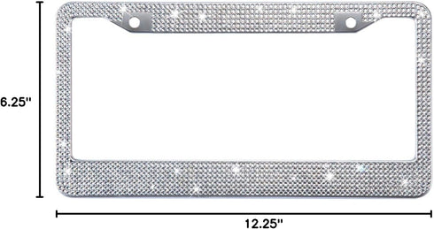 White Rhinestone Bling License Plate Frame for Women, Metal Rust-Proof Car Plate Frame Cute Bling Car Accessories for Women Girls (1)...