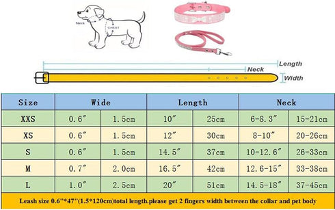 Dogs Kingdom Bling Rhinestone Dog Collar Leash Set with Glitter Bow Jewelry Soft Suede Sparkly Crytal Collar Leash Set for Pet Dogs Cats Adjustabl...