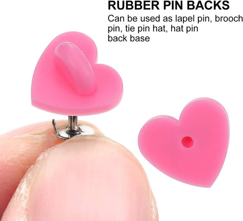 EXCEART 100pcs Rubber Pin Backs Love Heart Butterfly Clutch Backings Pin Keepers Cap Replacement for Badges Lapel Pin DIY Accessory...