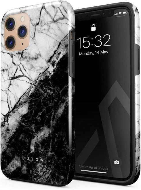 BURGA Phone Case Compatible with iPhone 11 PRO - Hybrid 2-Layer Hard Shell + Silicone Protective Case -Fatal Contradiction Black and White Marble ...