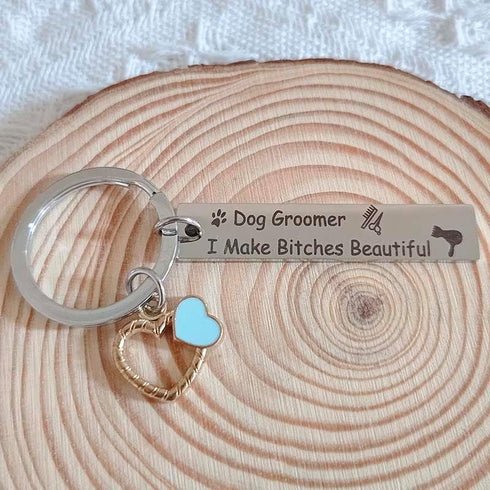 Dog Groomer Gifts Keychain for Women Men Dog Groomer I Make Bitches Beautiful Key Chains for Dog Hairdresser Groomers Appreciation Gift for Dog Ha...