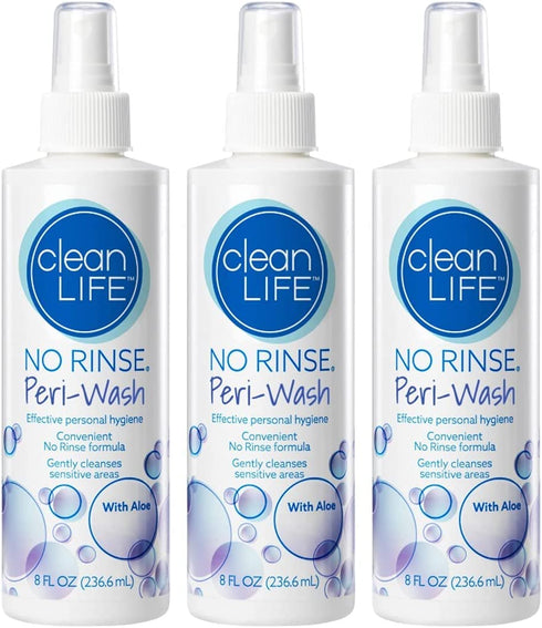 No-Rinse Peri-Wash, 8 fl oz - Soothing, Protecting Perineal Cleanser in a Rinse-Free Formula (Pack of 3)...