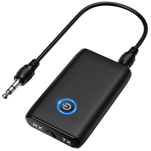 ?Upgraded? Aux Bluetooth 5.0 Adapter for Car, 2 in 1 Bluetooth Transmitter Receiver, Bluetooth Car Adapter for Hands-Free Call, 3.5mm Aux Bluetoot...