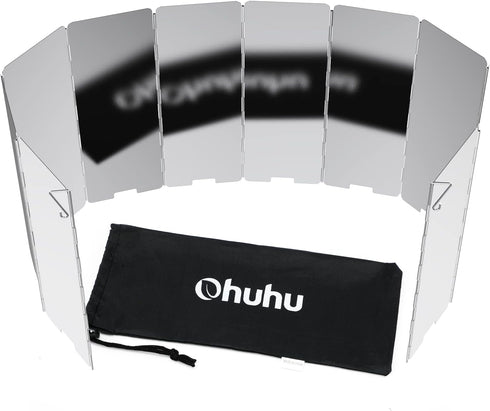 Camping Stove Windscreen, Ohuhu Camp Stove Windscreen 10 Plates Aluminum Folding Portable Camping Stove Windshield Burner Stove with Carry Bag, fo...