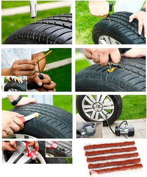Etopar 25 Pcs Emergency Tubeless Tire Puncture Repair Strip Strings Kit Plug Rubber Tool Recovery Car Motorcycle Automotive Bike...