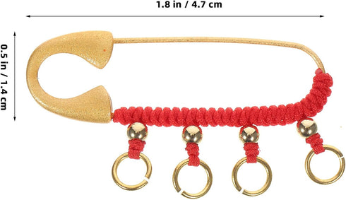 Chinese Vintage Brooch Pin, Retro Amulet Safety Pin Brooch with 4 Loops, Feng Shui Brass Protection Brooch Pin for women...