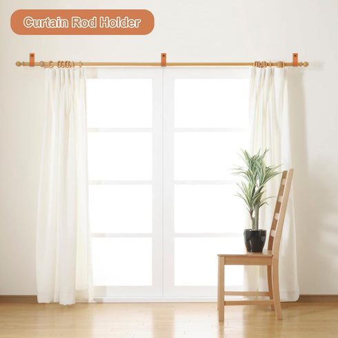 Cosmos 4 Pcs Leather Wall Hooks Hanging Strap Leather Curtain Rod Holder Leather Hook Strap Drawer Pulls Wall Mounted Rod Hanger Hook with Screws ...