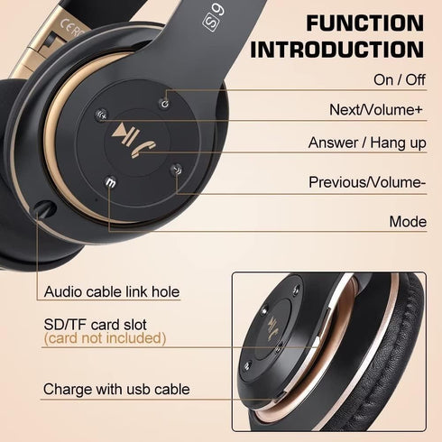6S Wireless Bluetooth Headphones Over Ear, Hi-Fi Stereo Foldable Wireless Stereo Headsets Earbuds with Built-in Mic, Volume Control, FM for Phone/...