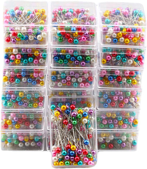 1000PCS Sewing Pins, Multicolor Straight Pins, Pearlized Ball Head Quilting Pins Long 1.5 inch for Fabric DIY Sewing Pins Crafts...