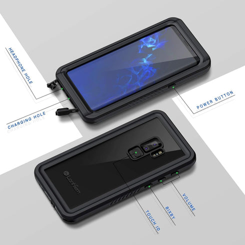 Lanhiem for Samsung Galaxy S9+ Plus Case, IP68 Waterproof Dustproof Case with Built-in Screen Protector, Rugged Full Body Shockproof Protective Ph...