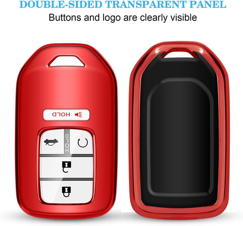 QBUC for Honda Key Fob Cover with Keychain,Soft TPU Full Cover Protection Key Fob Shell Compatible with Honda Accord Civic CRV HRV Pilot Odyssey P...