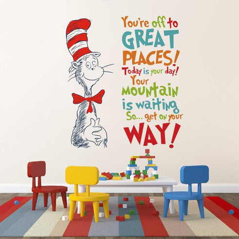 Decalplanet Dr Seuss Inspirational Quotes Wall Stickers Kids Wall Decal Saying Classroom Reading Room Baby Nursery Wall Decor...