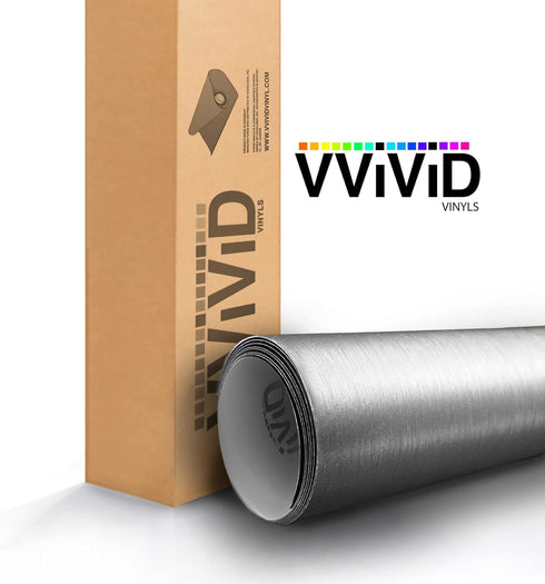 VVIVID XPO Silver Brushed Steel 5 Feet x 1 Foot Car Wrap Vinyl Roll with Air Release Technology...