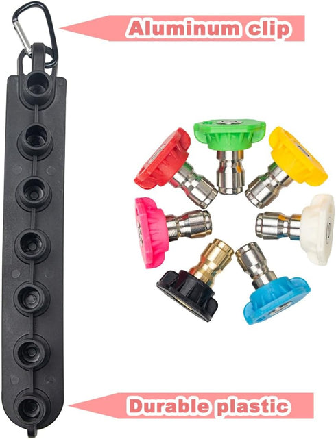 Pressure Washer Nozzle Tips Set with Nozzle Holder,7 Spray Nozzle Tips, 1/4 Inch Quick Connect,4000 PSI,Multiple Degrees Power Washer Nozzle Tips...