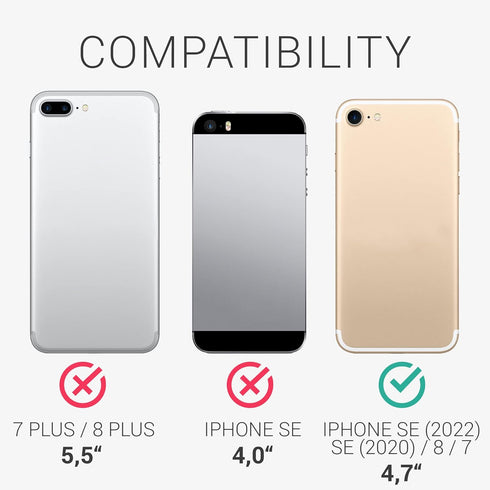 kwmobile Case Compatible with Apple iPhone SE (2022) / iPhone SE (2020) / iPhone 8 / iPhone 7 - Soft TPU Phone Cover with Card Holder and Silicone...