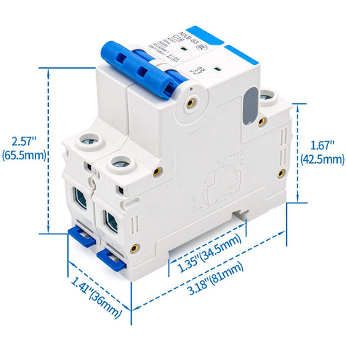 Baomain Low-Voltage Mini Circuit Breaker NXB-63(DZ47-63) C16 16A 2 Pole 400V DIN Rail Mount White...