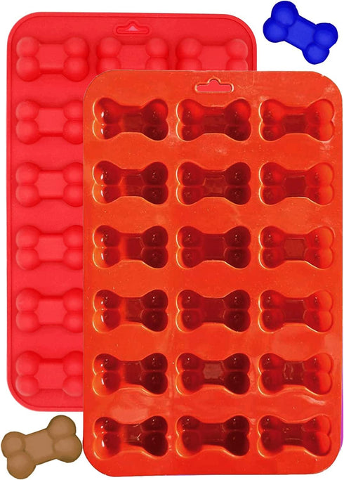 2-Pack Silicone Mold Dog Pet-Themed Bone Tray pan baking for Homemade Treats, Ice pops, Hard Candy bone shape, Reusable Food-grade Easy to clean, ...