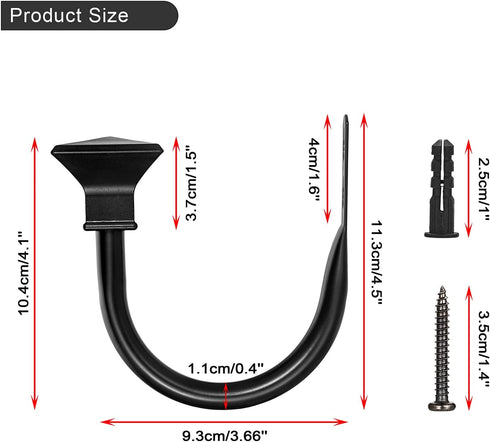 Sumnacon Set of 2 Curtain Holdbacks, Wall Mounted Aluminum Alloy Window Drapery Tiebacks for Bedroom, Livingroom Office Come with Screws, Black...