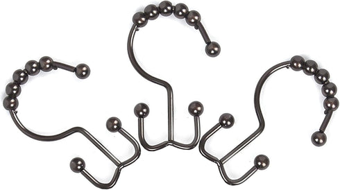 Metal Double Glide Roller Shower Curtain Hooks Rings,100% Stainless Steel, Set of 12 (Oil Rubbed Bronze)...