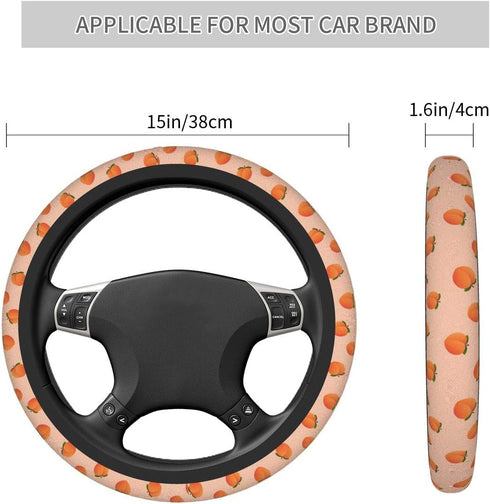 Delerain Peaches Steering Wheel Covers, Anti Slip Elasticity Car Accessories Steering Wheel Protector Universal 15 Inch for Women Man...
