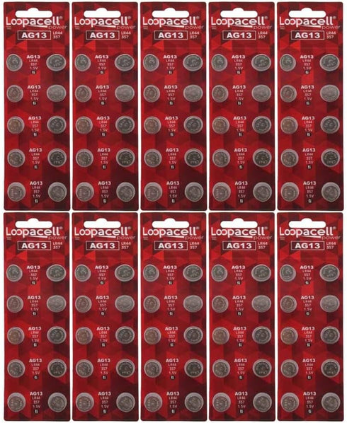 100 Pack LOOPACELL LR44 AG13 357 L1154 A76 Button-Cell Batteries...