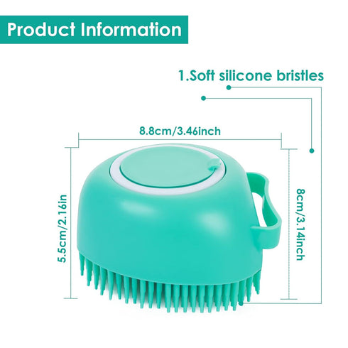 Dog Cat Bath Brush Comb Silicone Pet Grooming Brush Bath Shampoo Massage Dispenser Shower Brush For Short Long Haired Dogs And Cats(heart blue)...