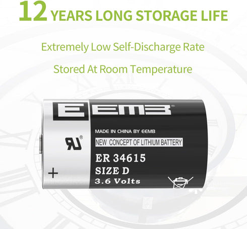 EEMB ER34615 D Cell Batteries 3.6V Lithium Battery 19Ah Li-SOCL? Non-Rechargeable Battery LS-33600 SB-D02 XL-205F for CNC Machine Tool, Injection ...