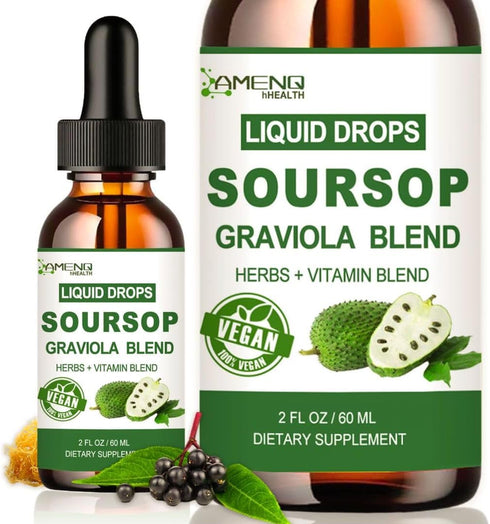 Soursop Graviola Liquid Drops, Organic Soursop Leave Extract w/Sea Moss, Elderberry Vitamin C and Zinc, 16-in-1 Soursop Bitters Liquid for Cell Su...