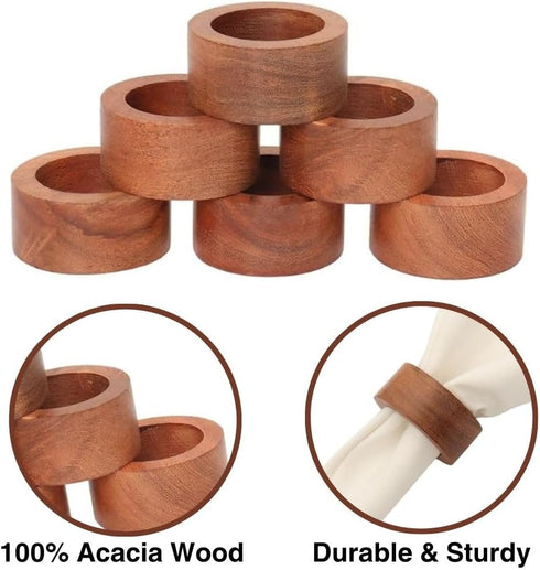 Wooden Napkin Ring for Weddings Dinner Parties or Every Day Use (Set of 12, Plane)...