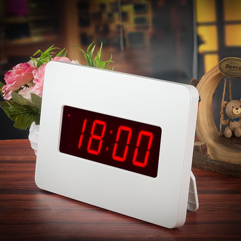 Digital Wall Clock Battery Operated with LED Display, Wall Clock with Backlight, Table-top, Alarm, Brightness Adjustable,12/24Hr...
