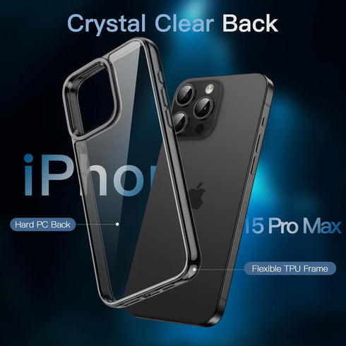 JETech 5 in 1 Case for iPhone 15 Pro Max 6.7-Inch with 2-Pack Each Tempered Glass Screen Protector and Camera Lens Protector, Non-Yellowing Shockp...