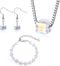 4 Pieces Fashion Colorful Starlight Crystal Rhinstone Pendant Necklace Earring Bracelet Jewelry Set for Women Lady Wedding Birthday Party...