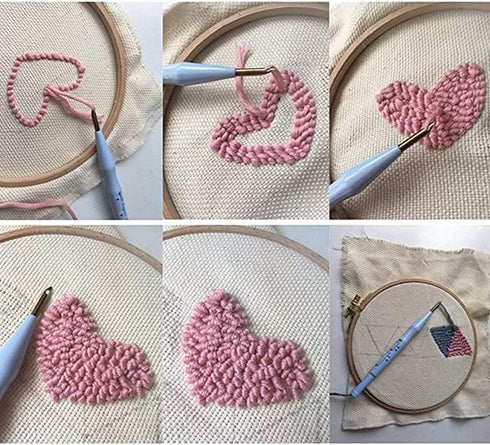 Punch Needle Embroidery DIY Strawberry Cross Stitch Hoop Craft Kits Handcraft Embroidery A, YSM-PD-75......